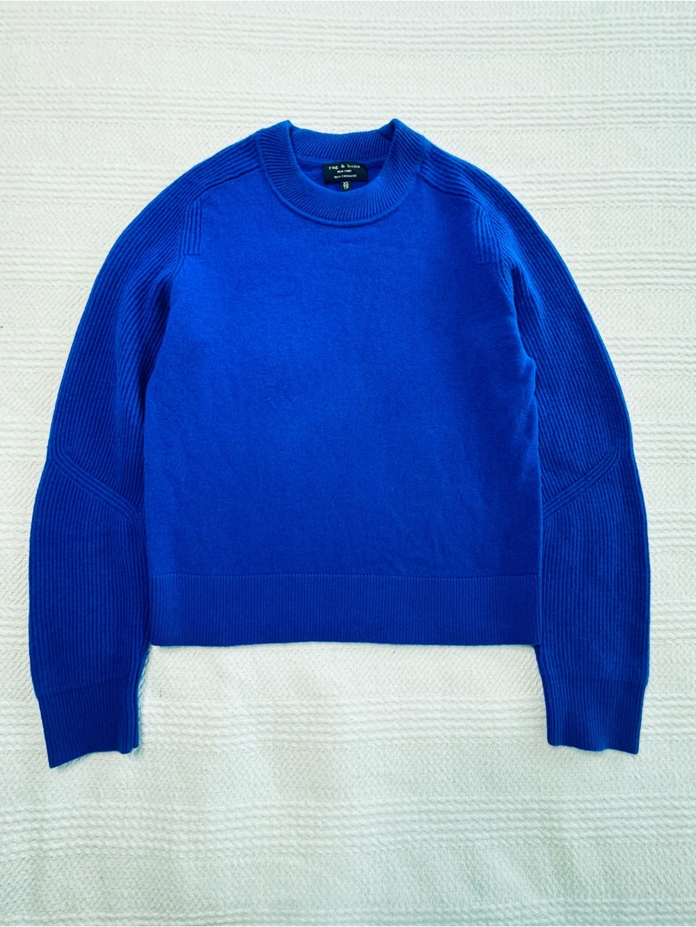 Rag & Bone 100% Cashmere Ribbed Crewneck Sweater Cobalt Blue XS